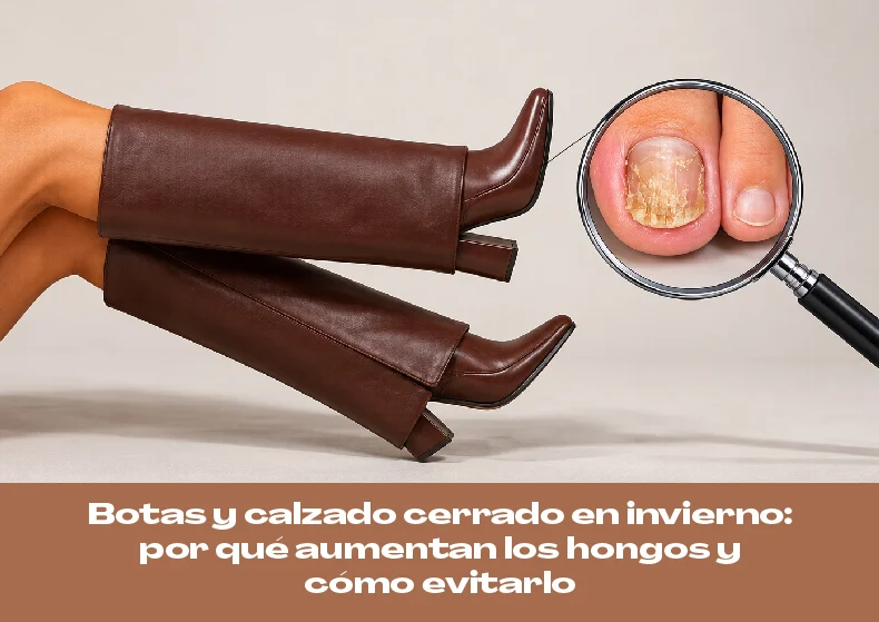 Botas y calzado cerrado en invierno y su relación con los hongos en los pies
